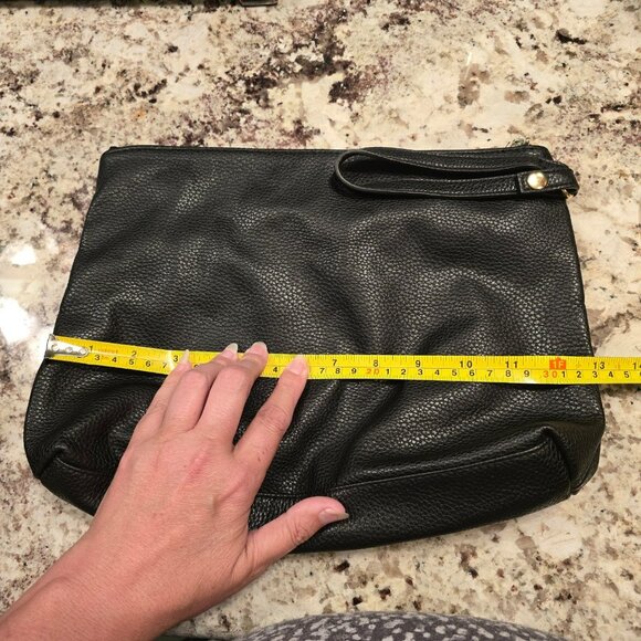 Steve Madden wristlet make-up makeup day bag black clutch logo inside - Picture 5 of 5